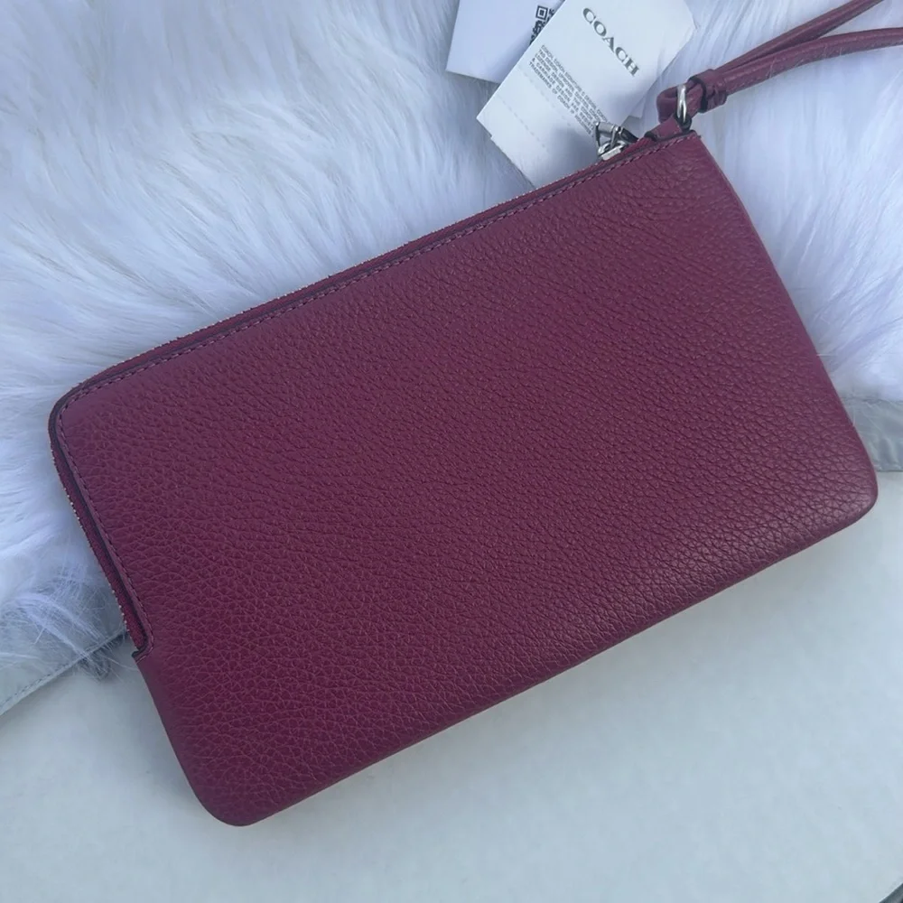 New COACH Double Zip Wallet In Signature Canvas With Bow Print - Picture 9 of 11